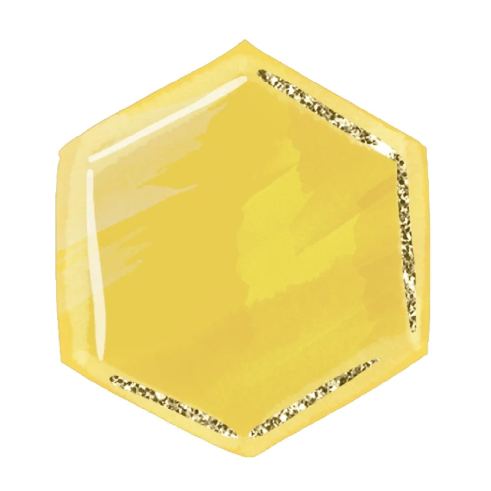 Honey Bee Hexagon Fabric Panel - Yellow