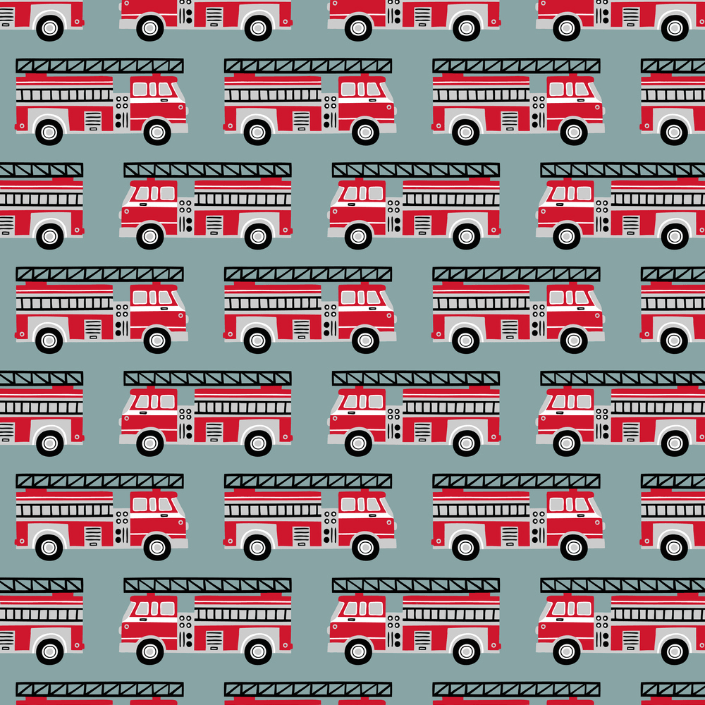 Horizontal Firetruck Fabric - Light Blue