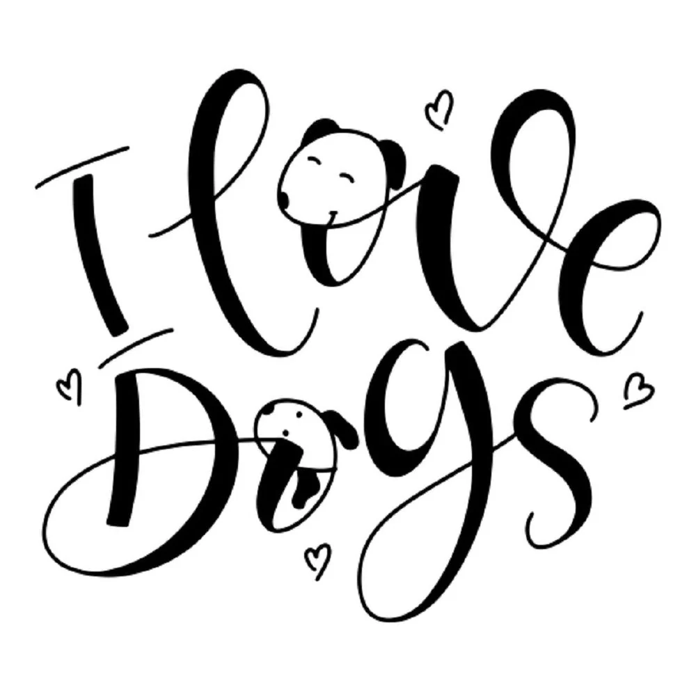 I Love Dogs Fabric Panel - White