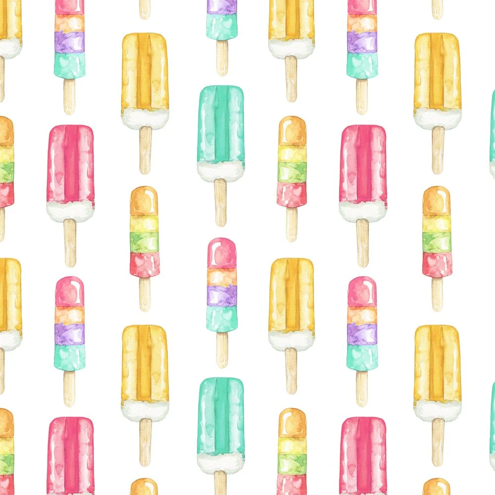 Ice Cream Bar Fabric Fabric - White
