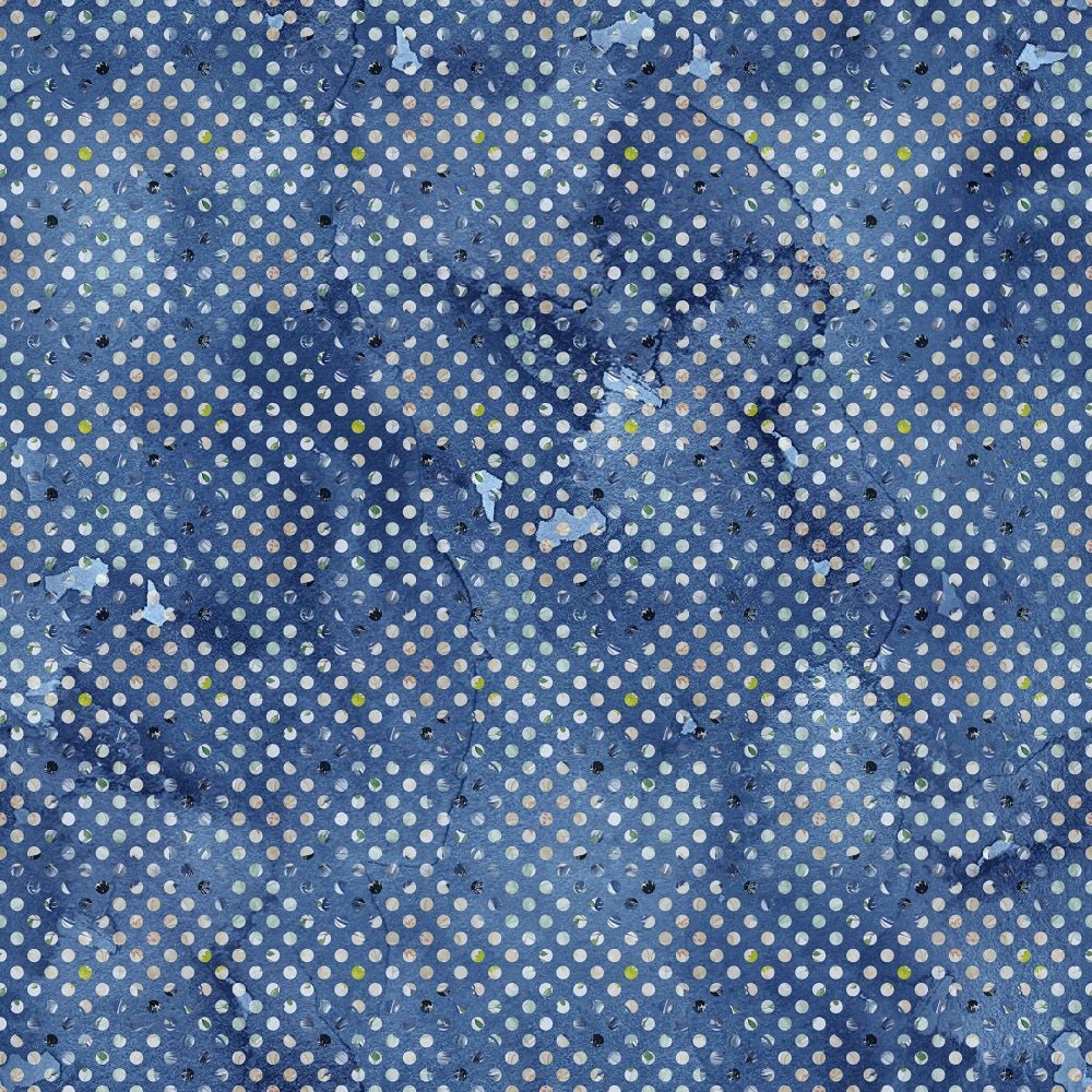 Indigo Blue Dots on Grunge Fabric - Blue