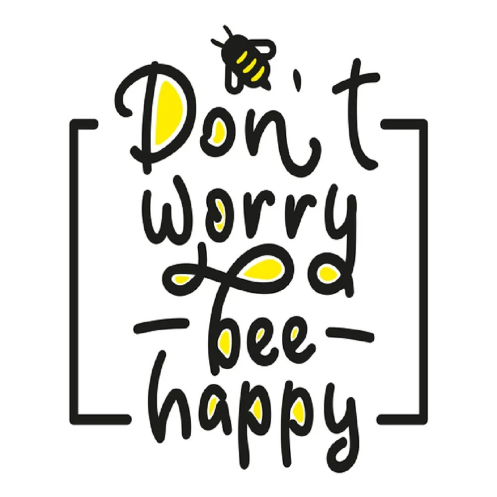 Inspirational Panels, Don't Worry Bee Happy Fabric Panel - White