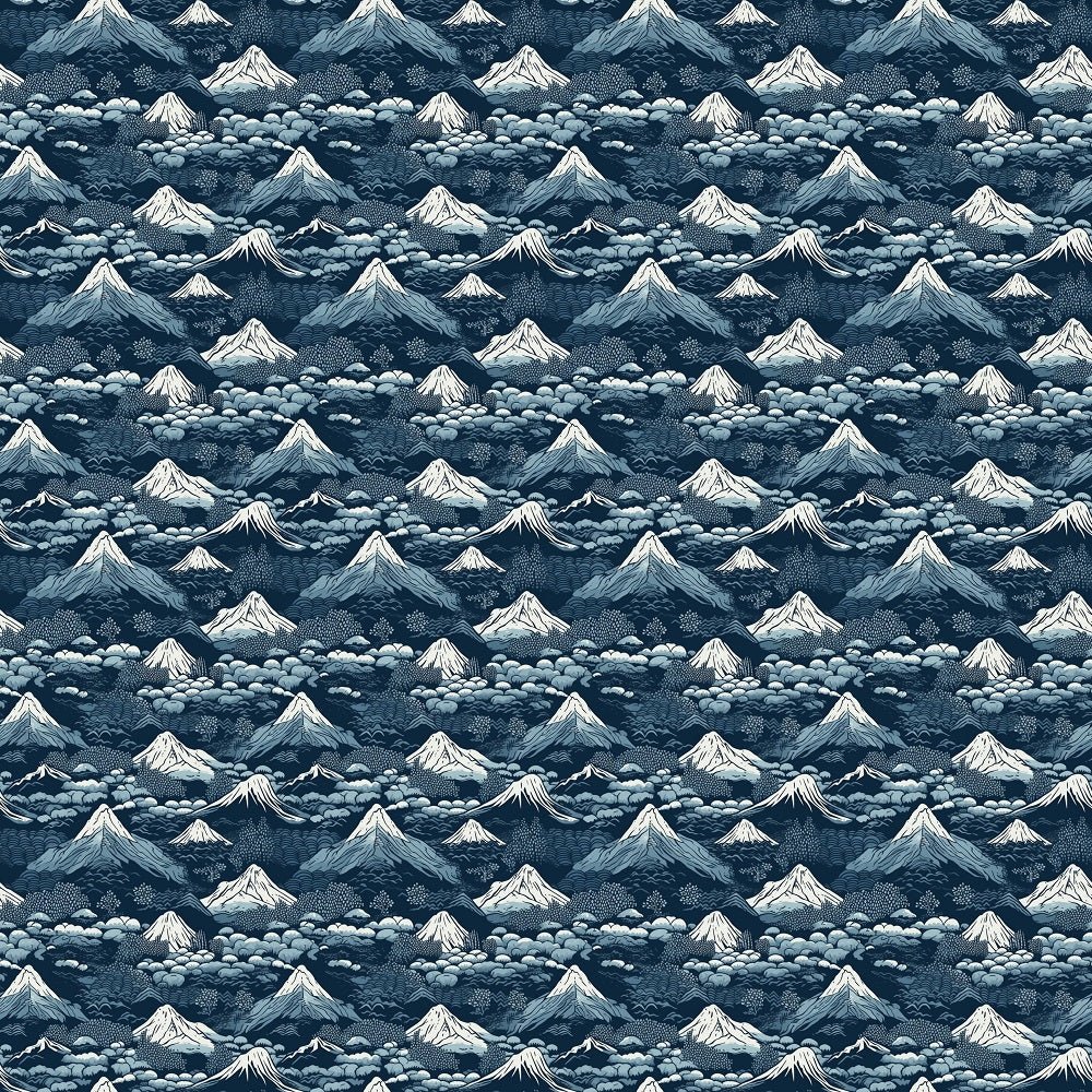 Japanese Wilderness Blue Fabric