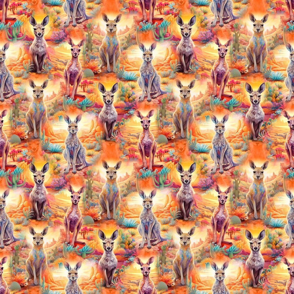 Kangaroos in the Desert Fabric