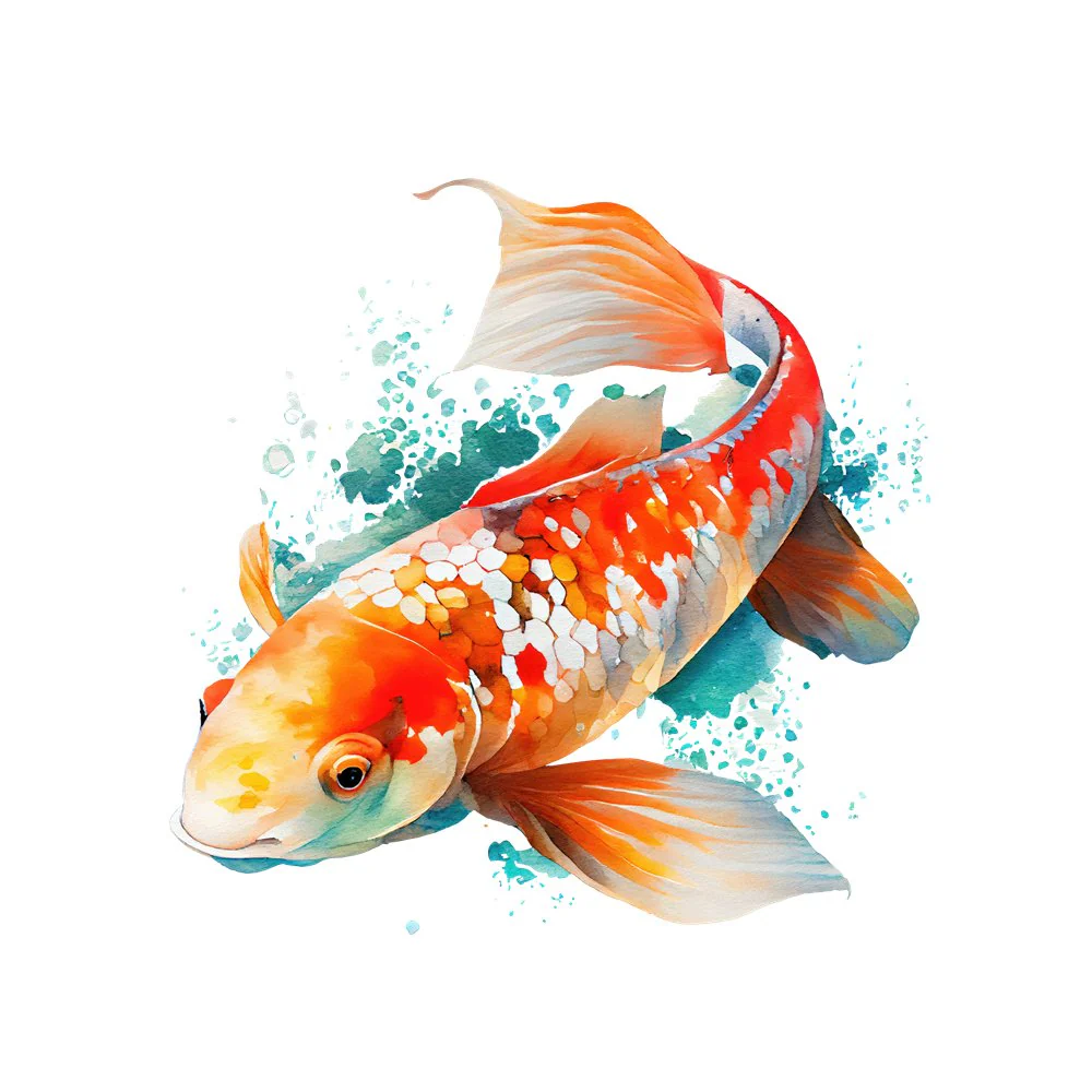 Koi Carp Fish Cherry Blossom #6 Fabric Panel