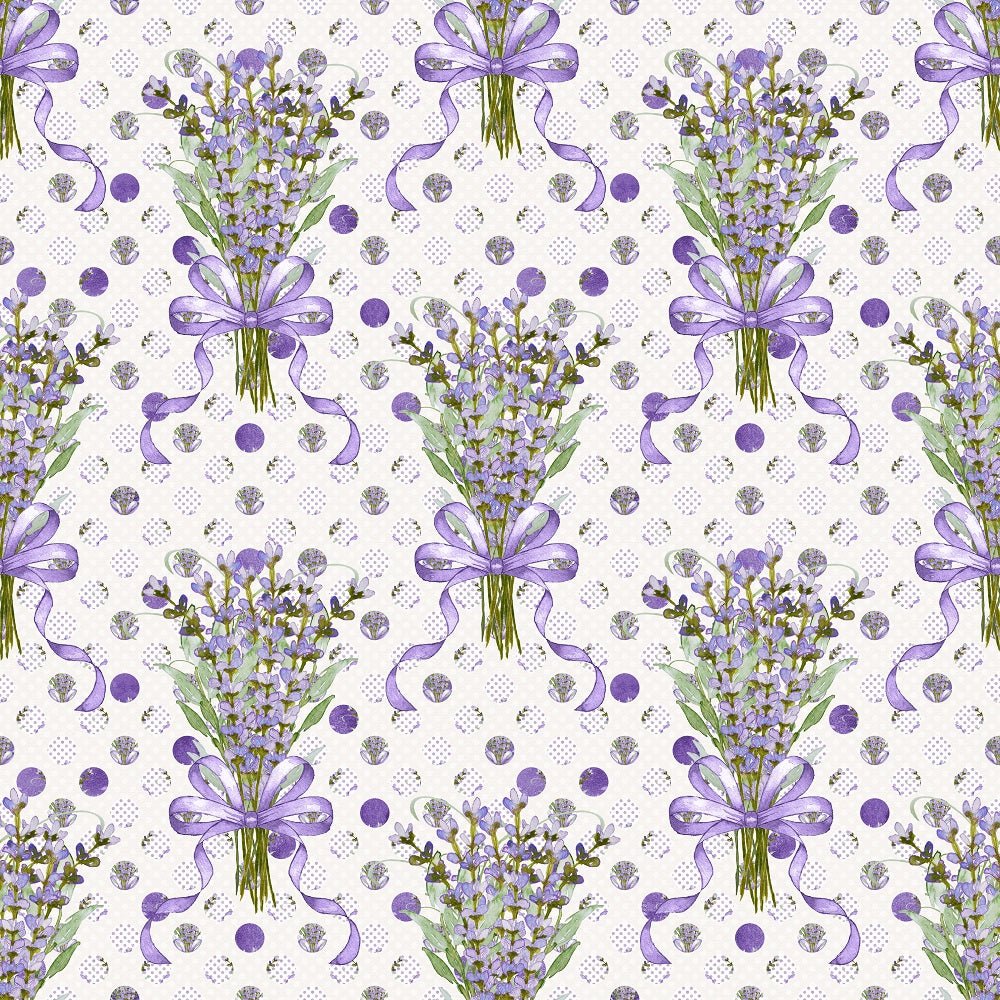 Lavender Bouquet With Patterned Polka Dots Fabric - Cream