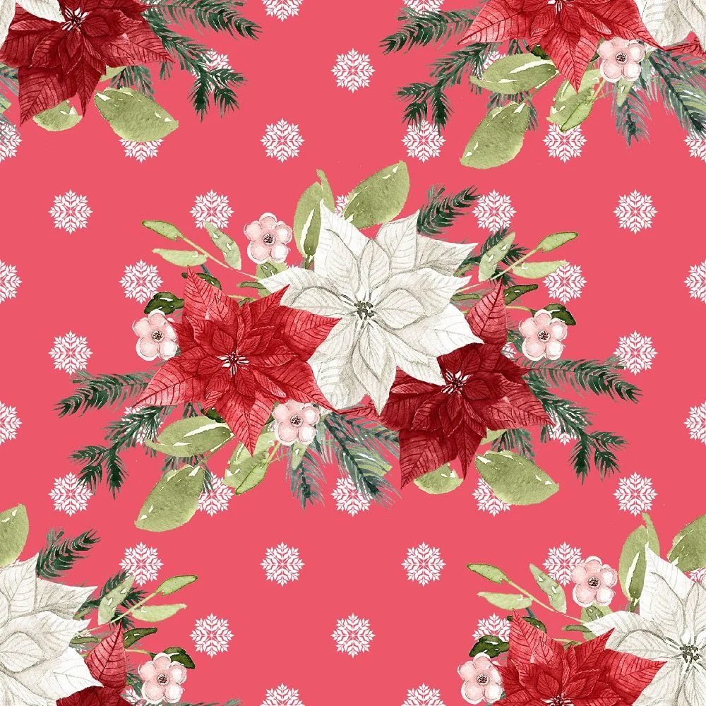 Little Bambi Flowers Fabric - Red