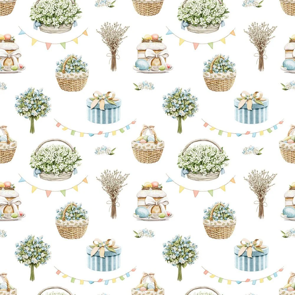 Little Critters Easter Rabbit Family Pattern #2 Fabric - White