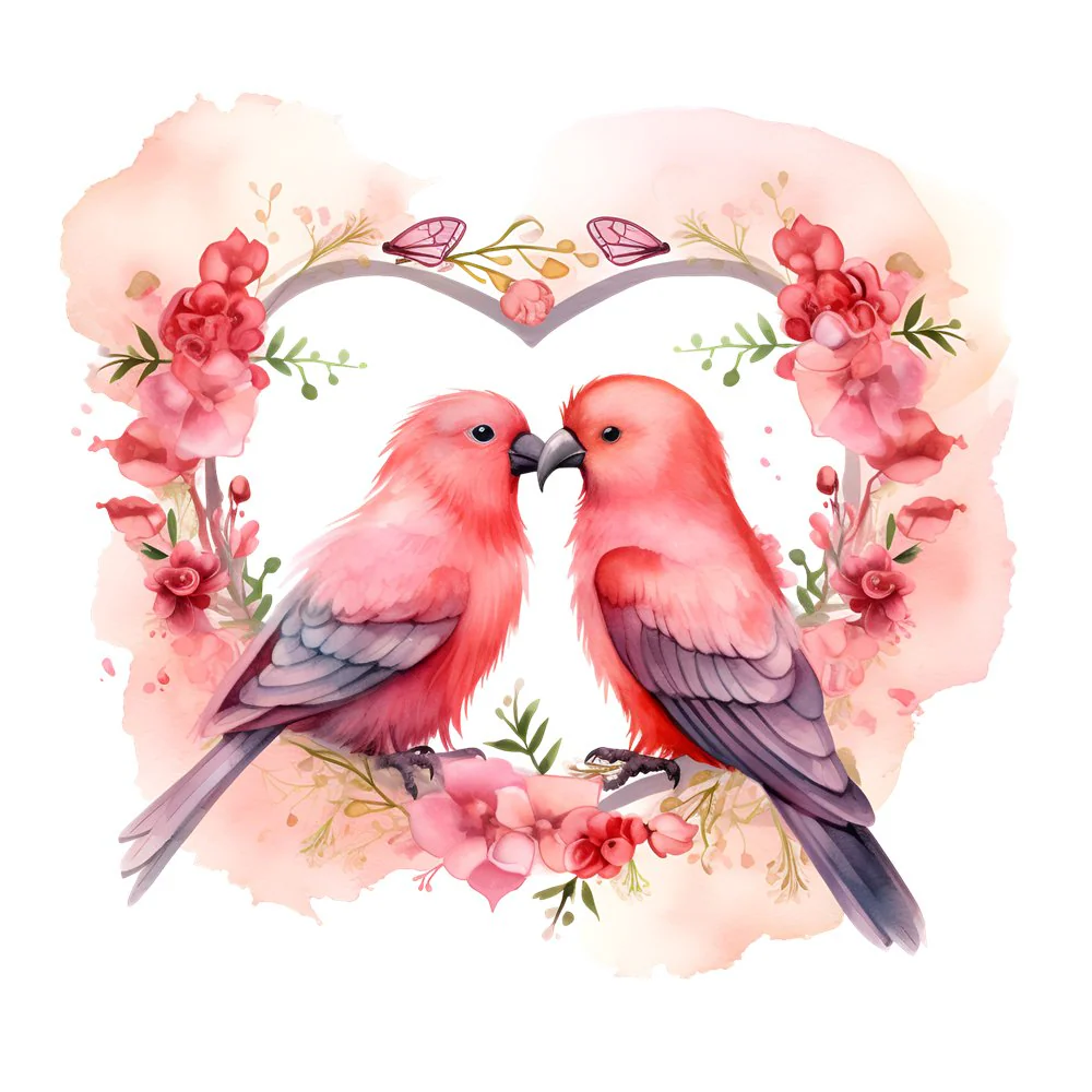 Love Birds Portrait #1 Fabric Panel