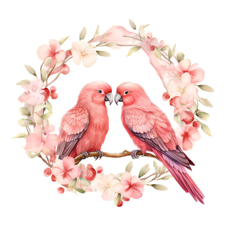 Love Birds Portrait #5 Fabric Panel