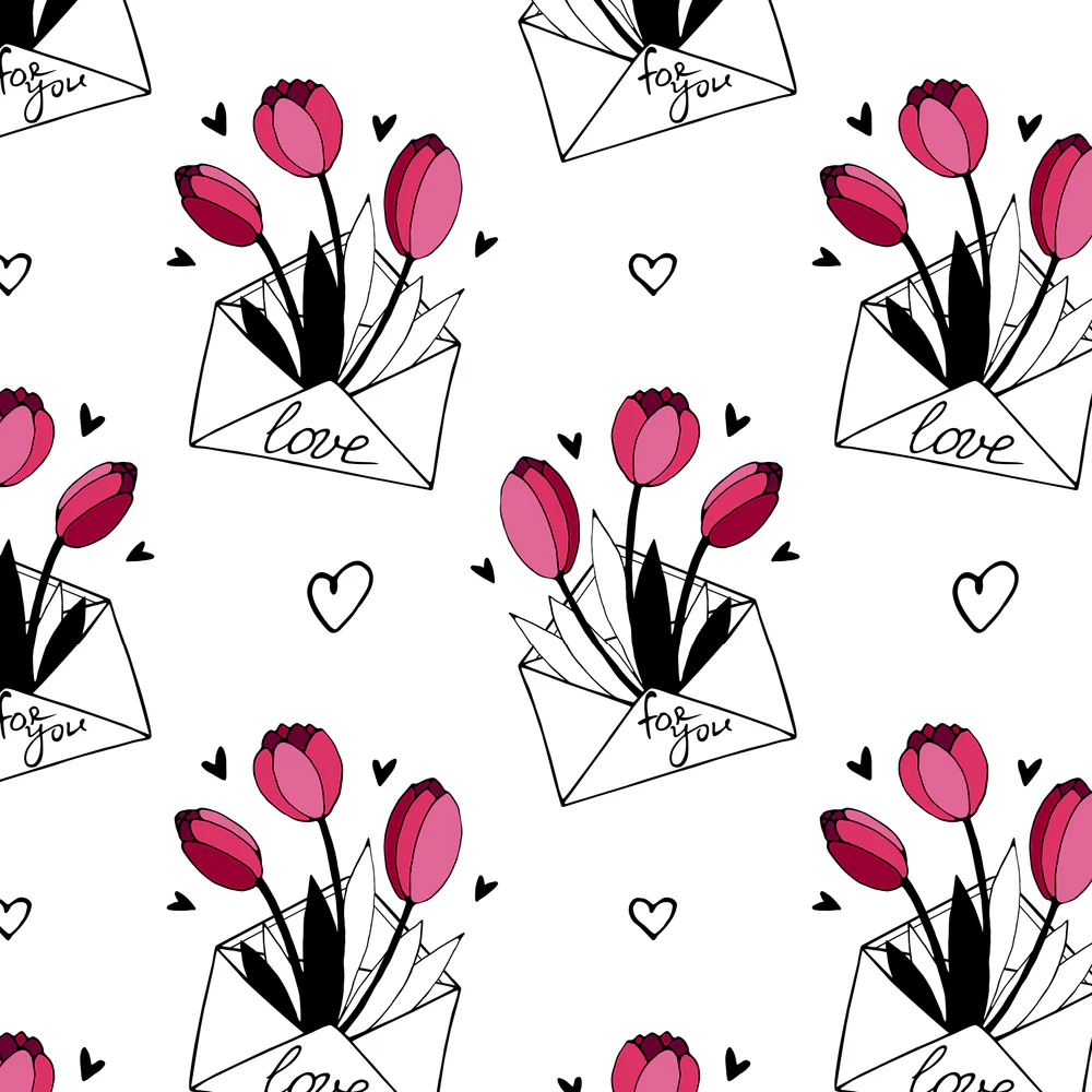 Love Letters & Tulips Fabric