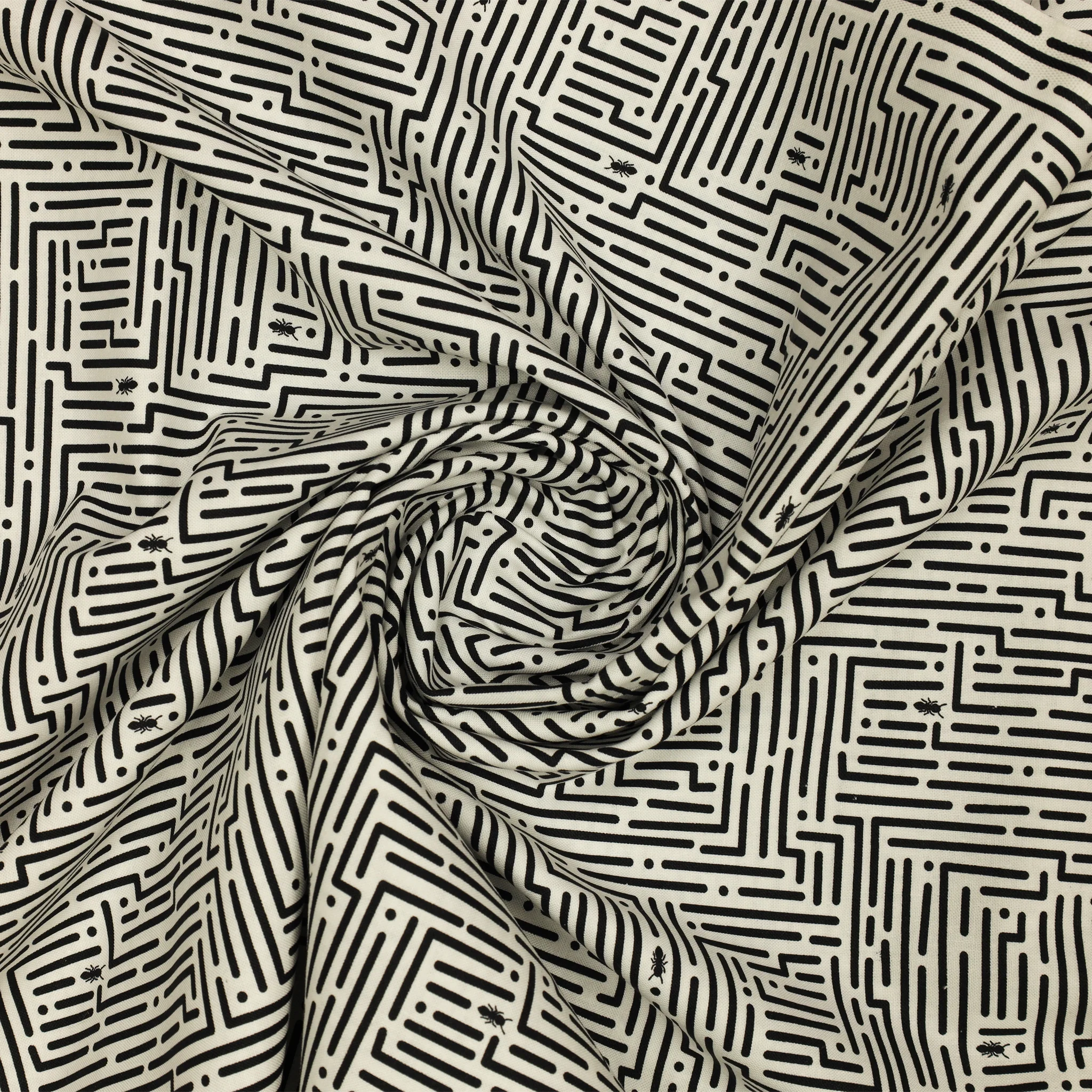 Lucky Bugs Fabric Collection - Mazing Black/White - Image 2