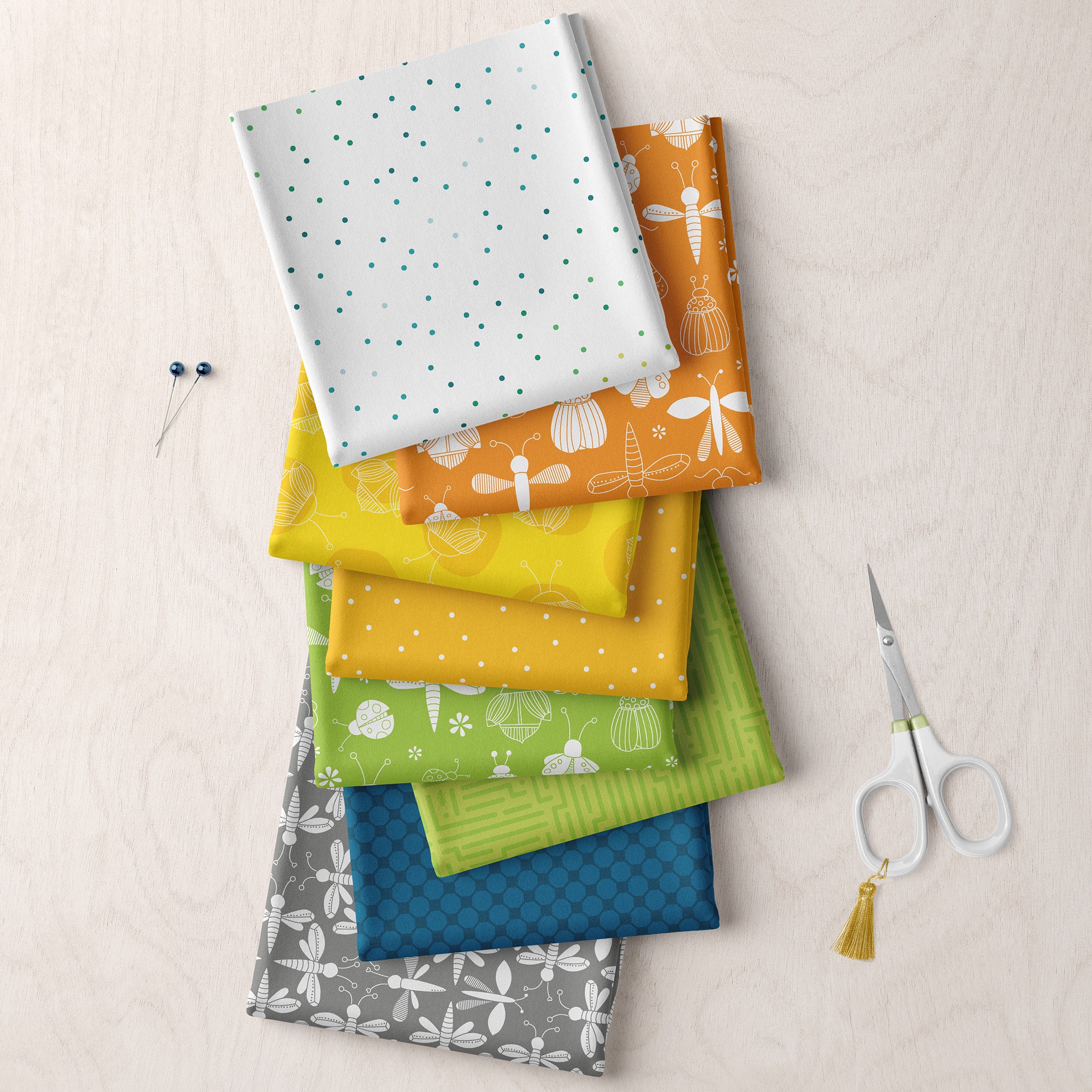 Lucky Bugs Fabric Collection - Octadot Green - Image 4