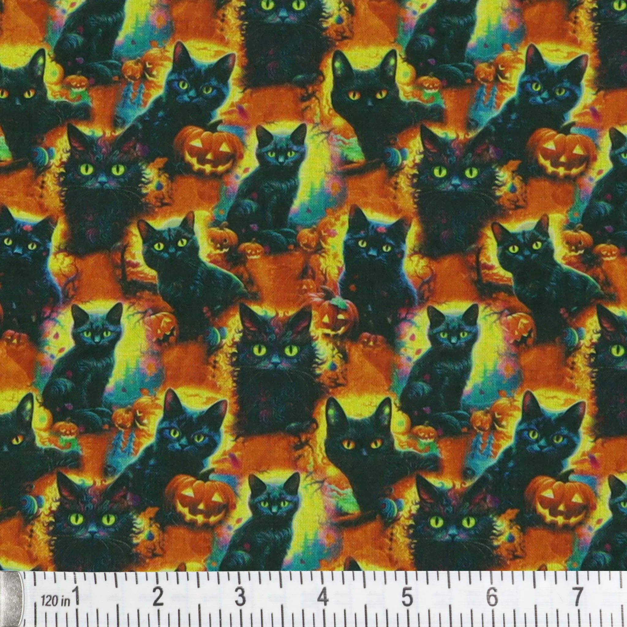Magical Halloween Black Cat Fabric