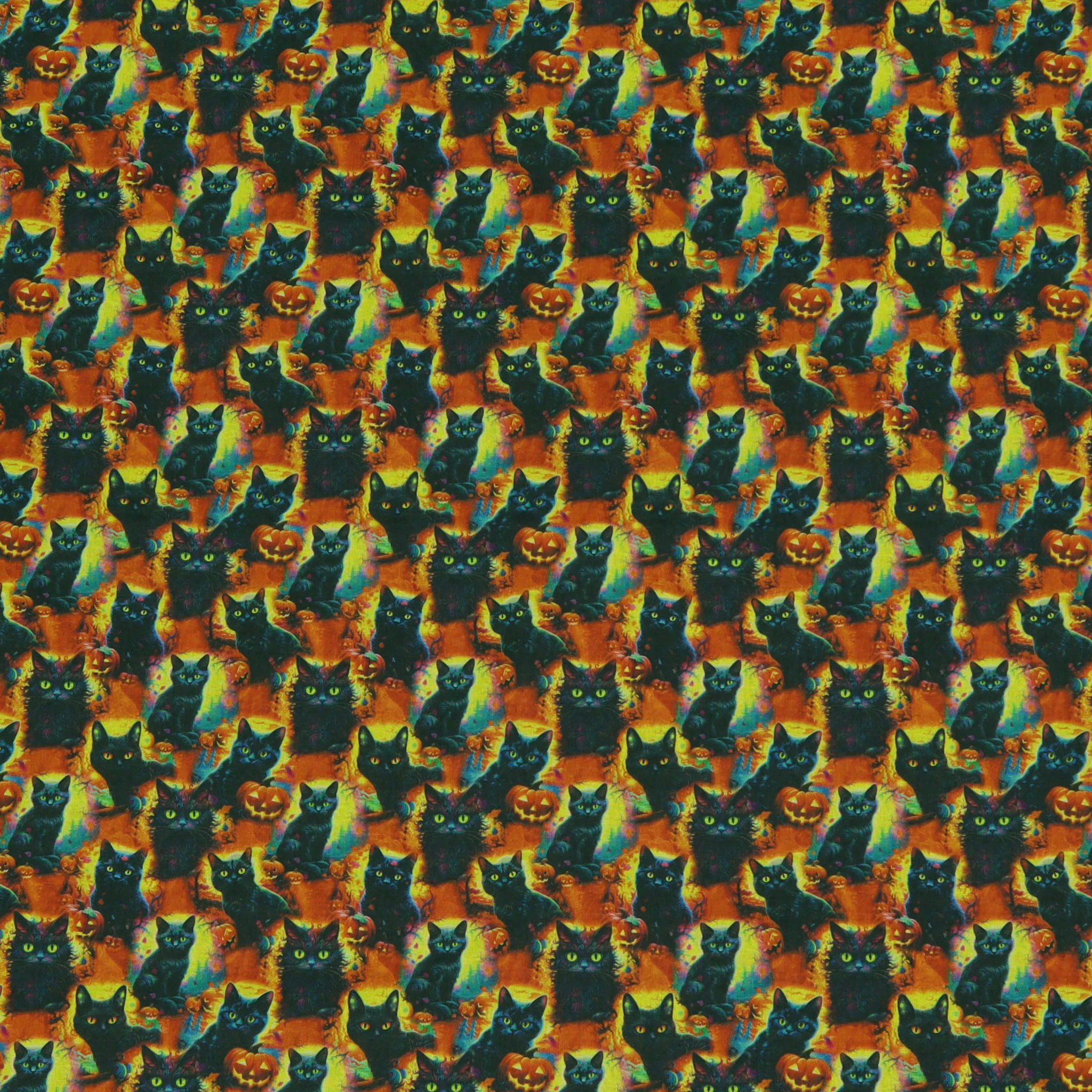 Magical Halloween Black Cat Fabric - Image 2