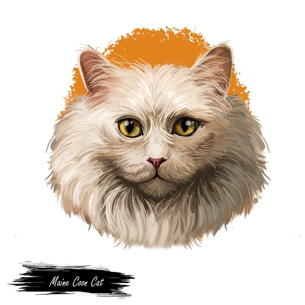 Maine Coon Cat Portrait Fabric Panel