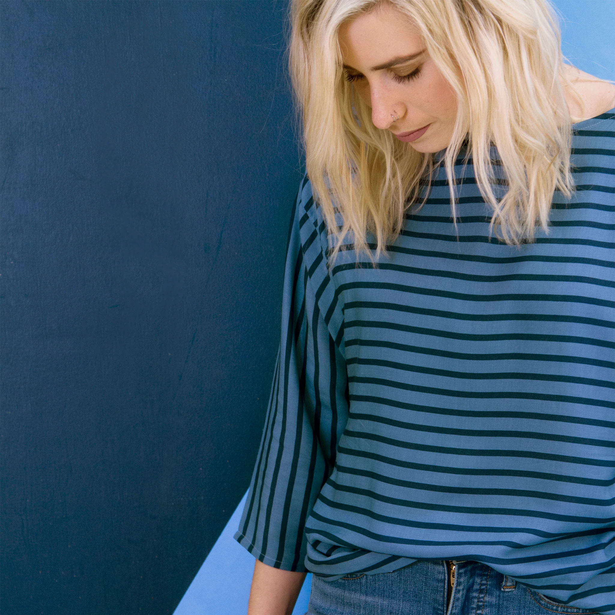 Mariner Stripes Fabric in Rayon - Image 2