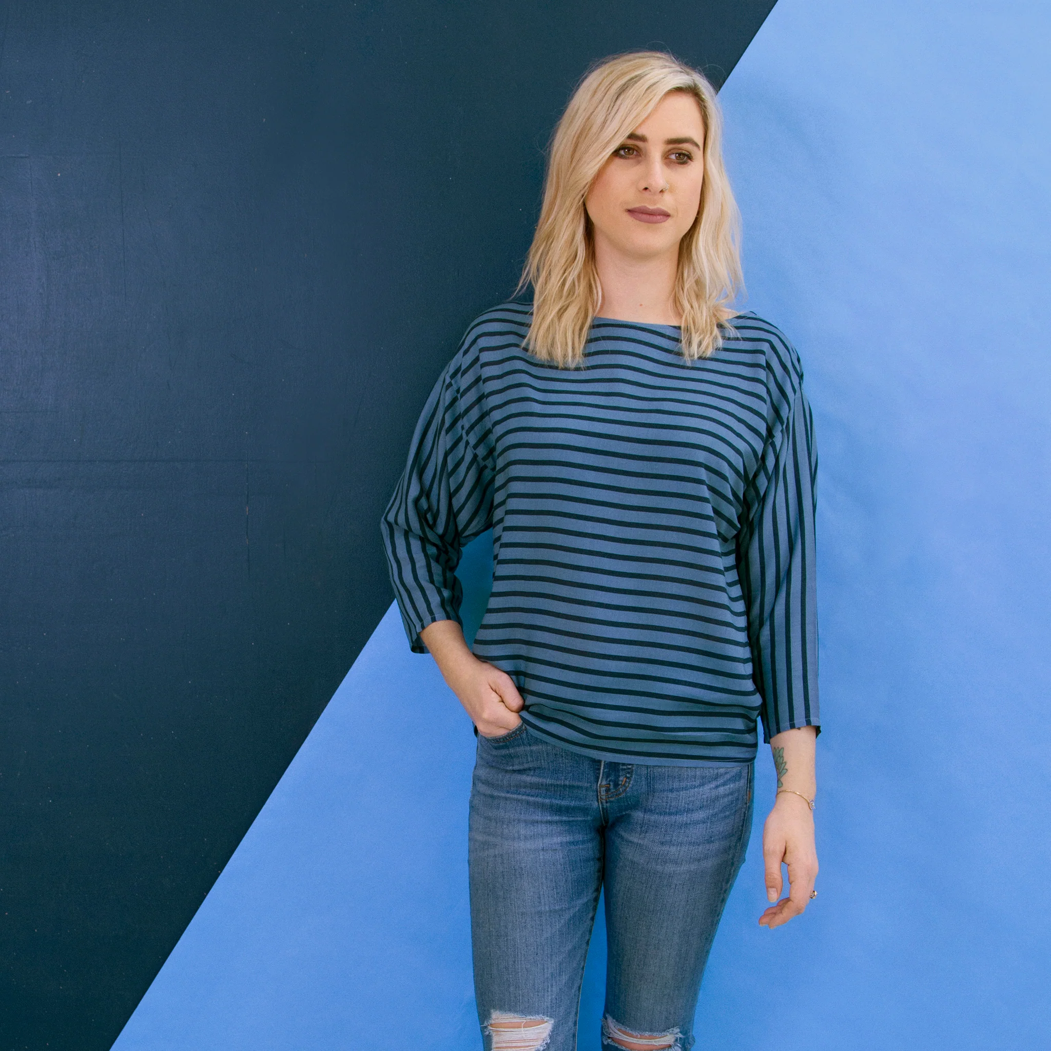 Mariner Stripes Fabric in Rayon - Image 3