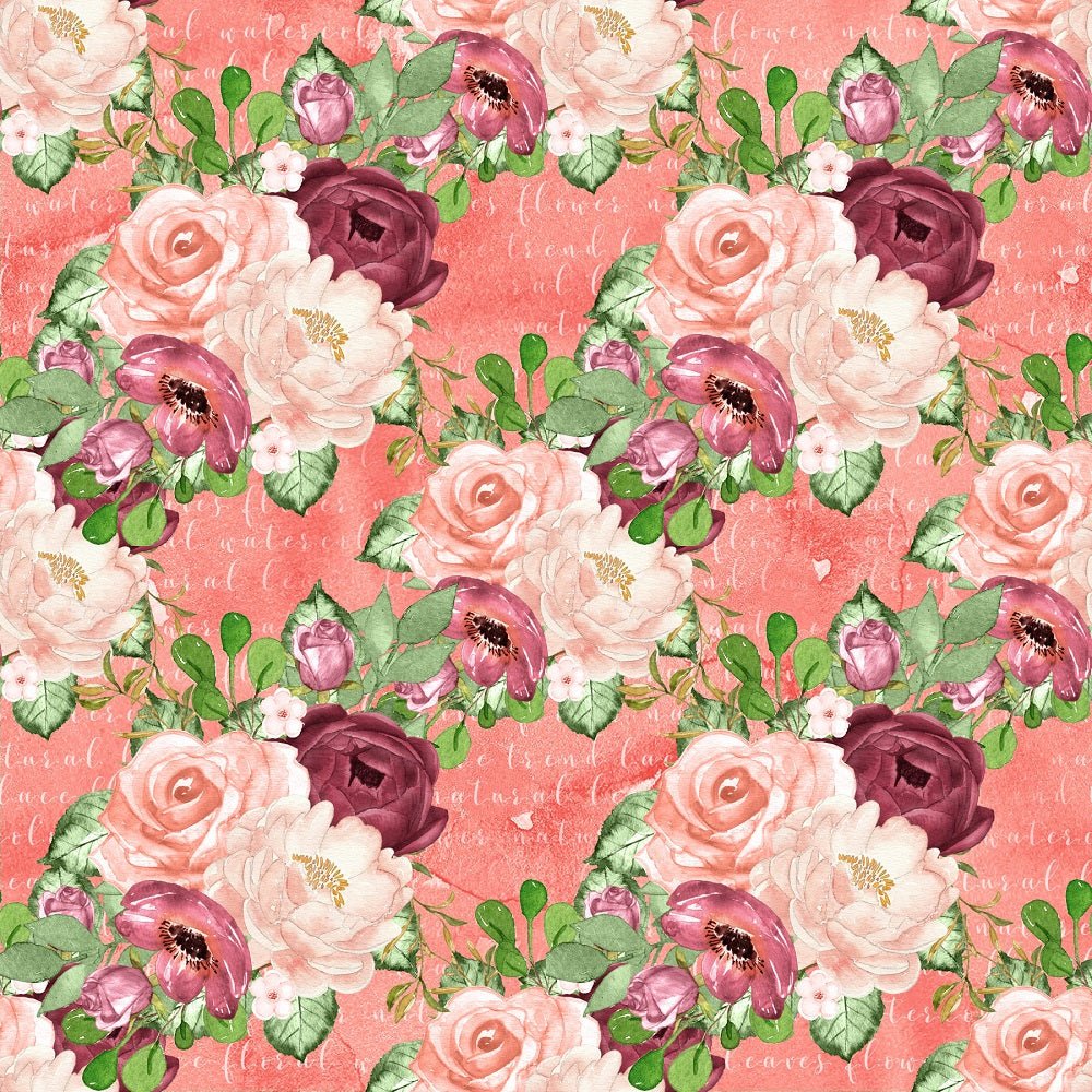 Marsala Bouquets on Words Fabric