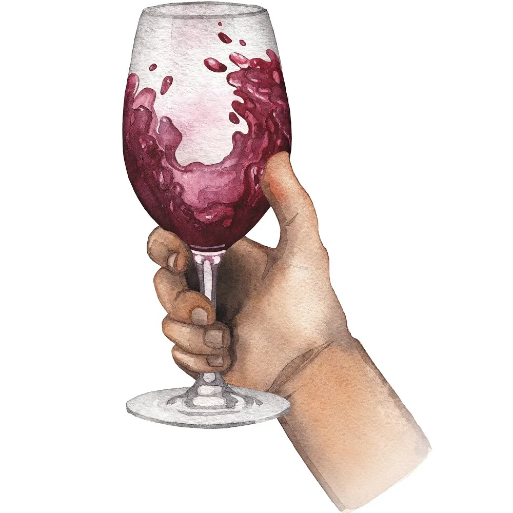 Merlot Wine Toast Fabric Panel