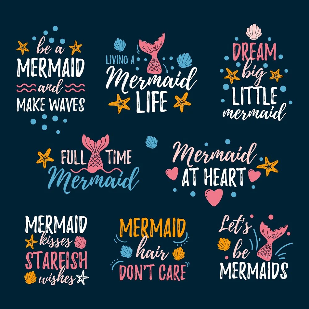 Mermaid Quotes Fabric Panel - Blue