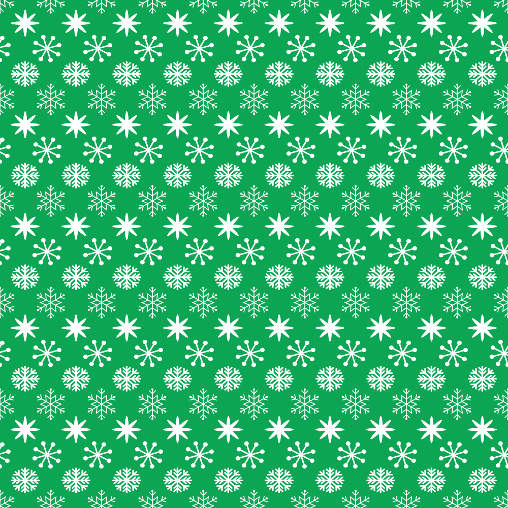 Merry Christmas Assorted Snowflakes Fabric - Green