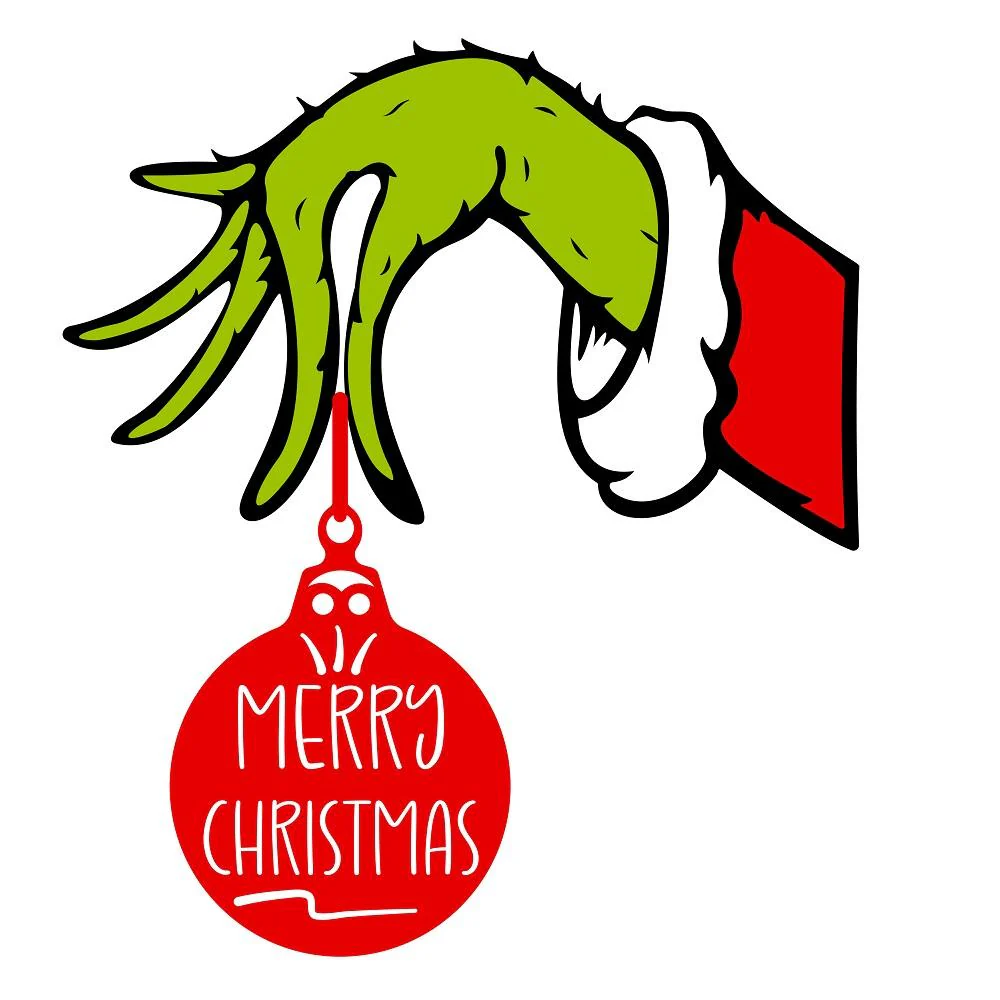 Merry Christmas Grinch Hand Fabric Panel