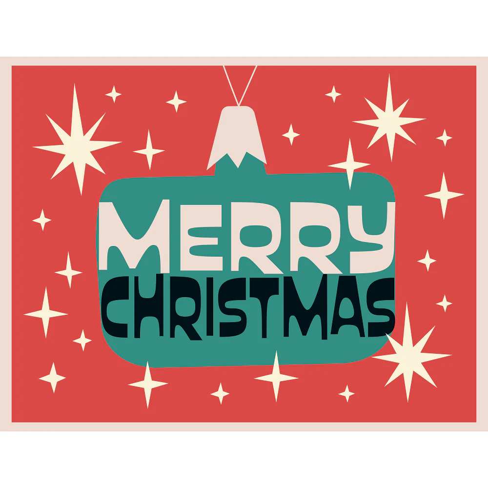 Merry Christmas Ornament Fabric Panel - Red