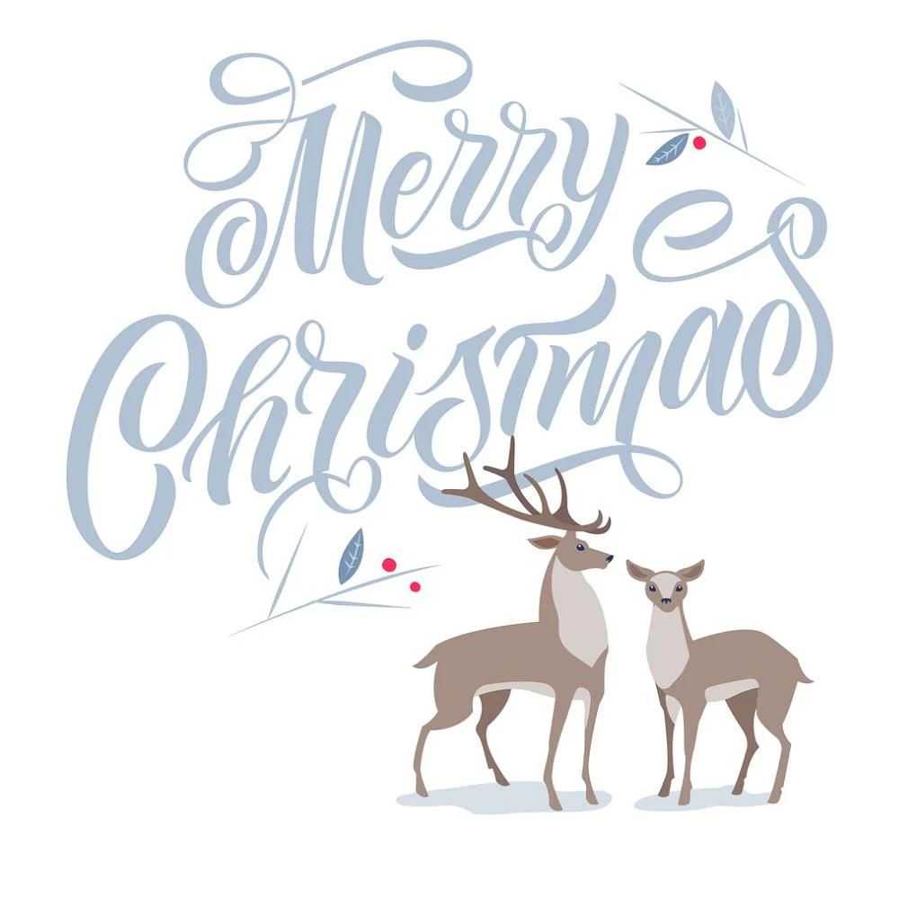 Merry Christmas Reindeer Fabric Panel
