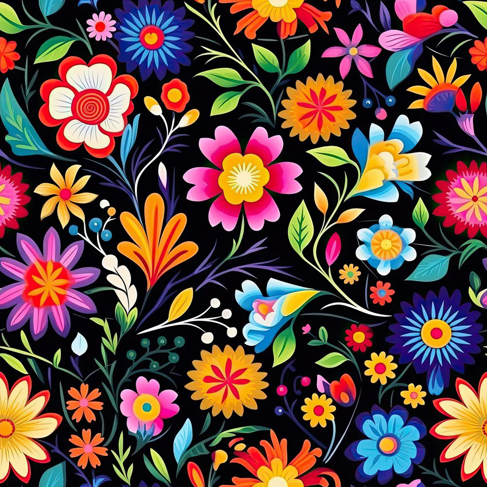 Mexican Floral Fiesta Pattern #1 Fabric
