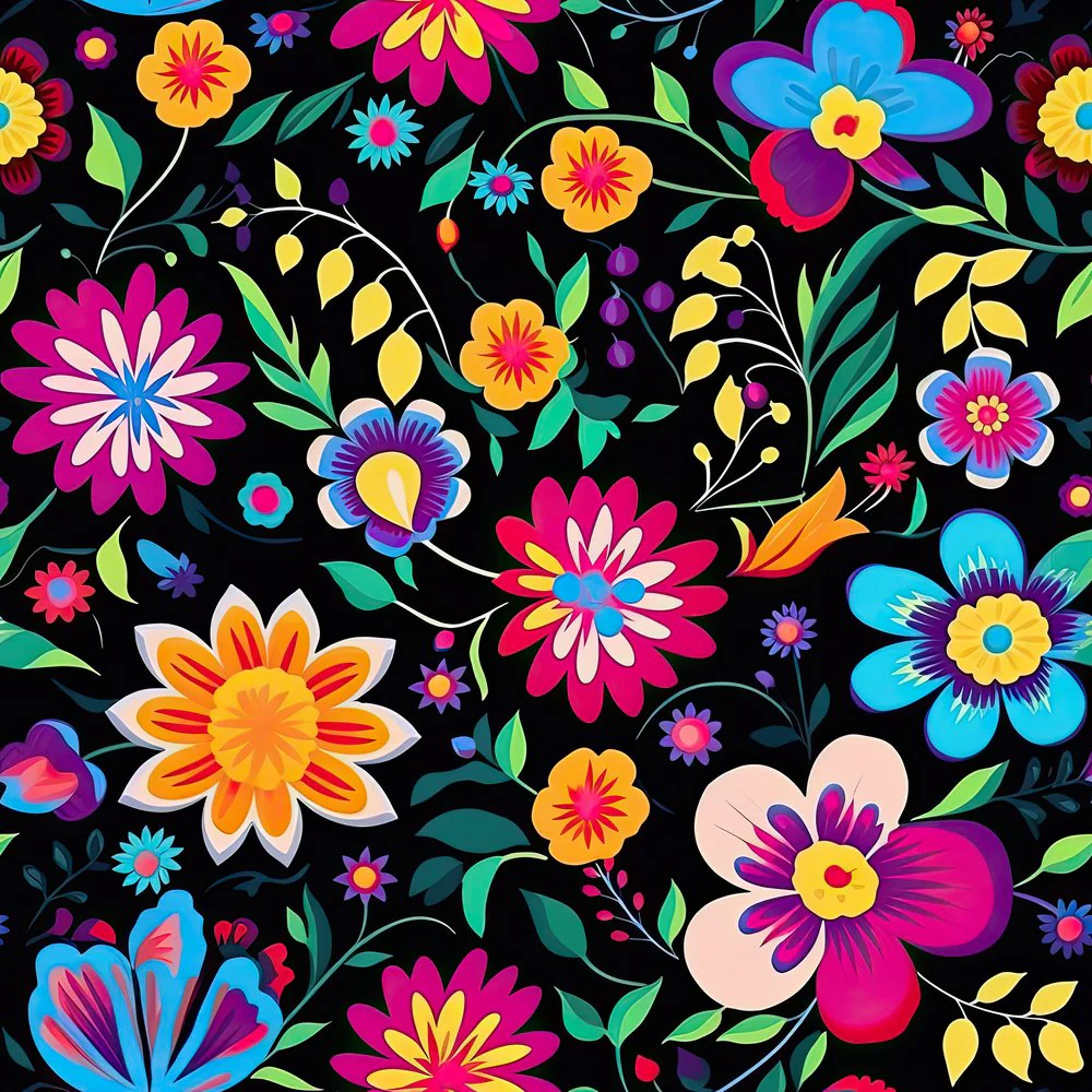 Mexican Floral Fiesta Pattern #7 Fabric