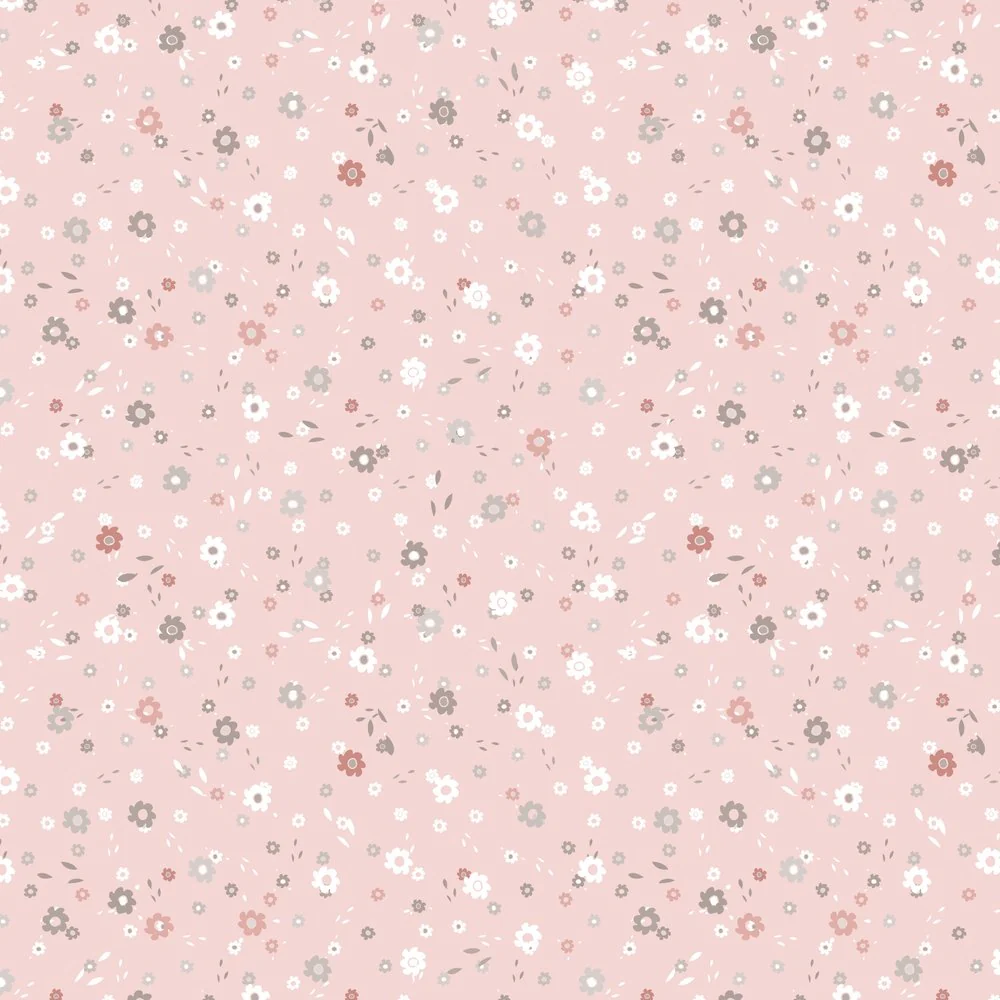 Mini Cartoon Flowers Fabric - Pink