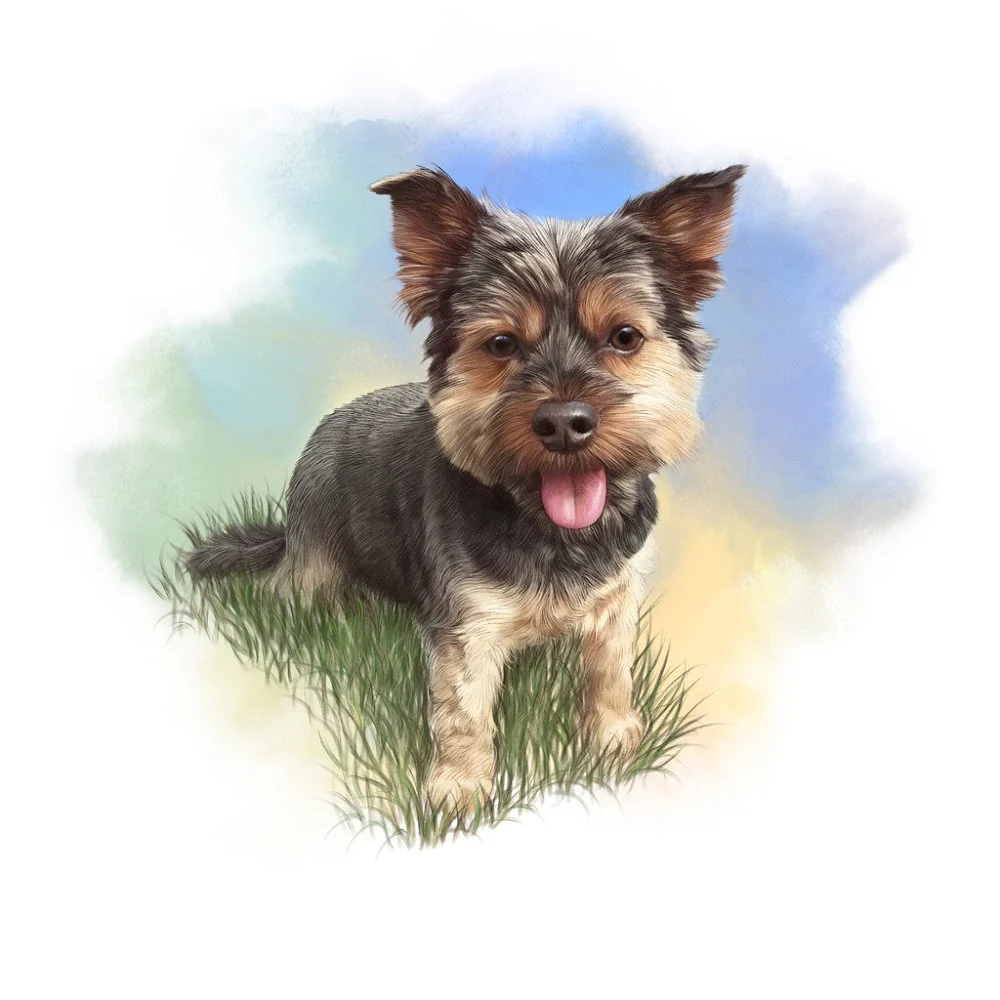 Mini Yorkshire Terrier Portrait Fabric Panel
