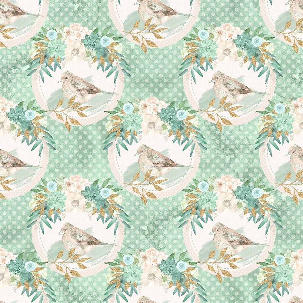 Mint Dreams on Dots Fabric - Green