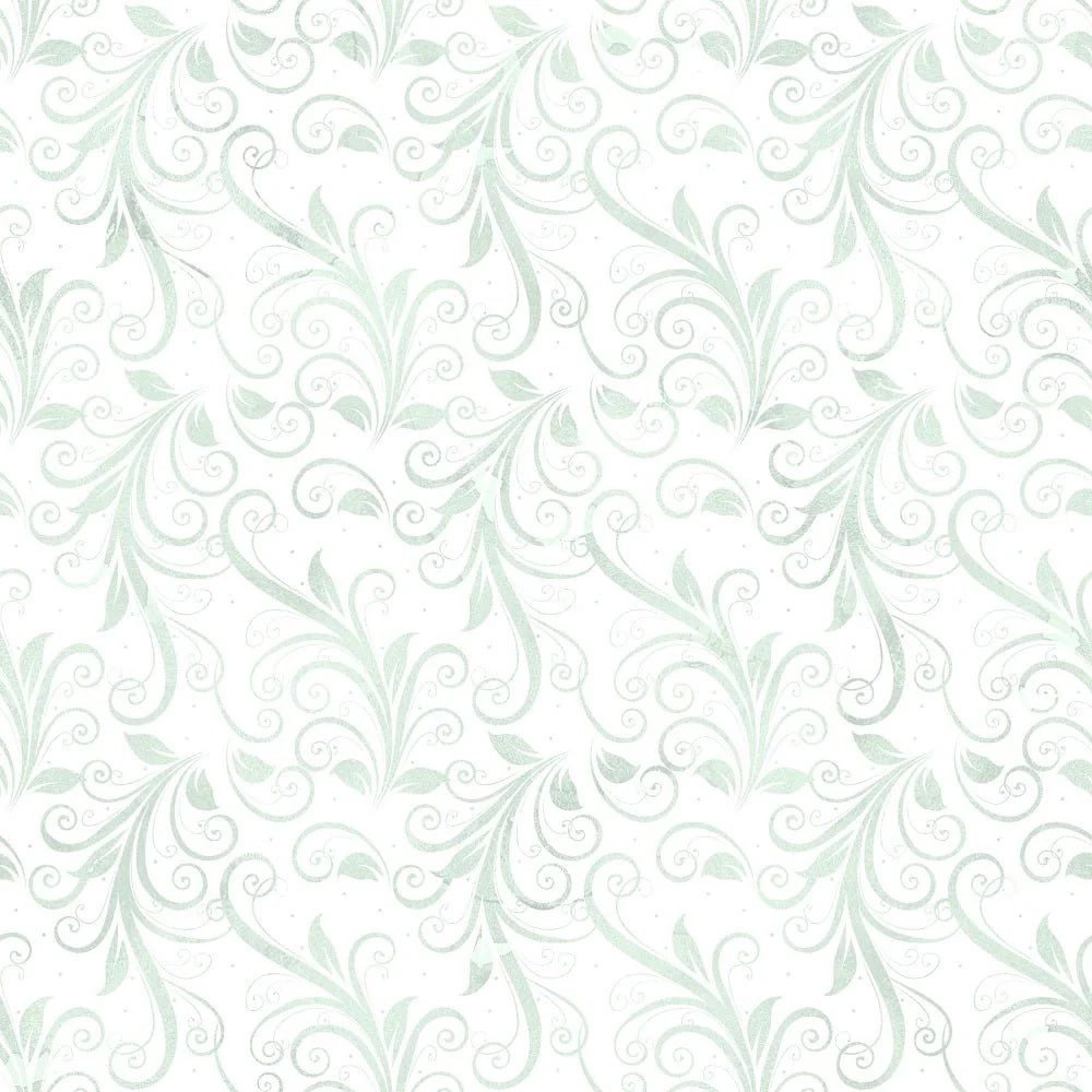 Mint Dreams Vines Fabric - White