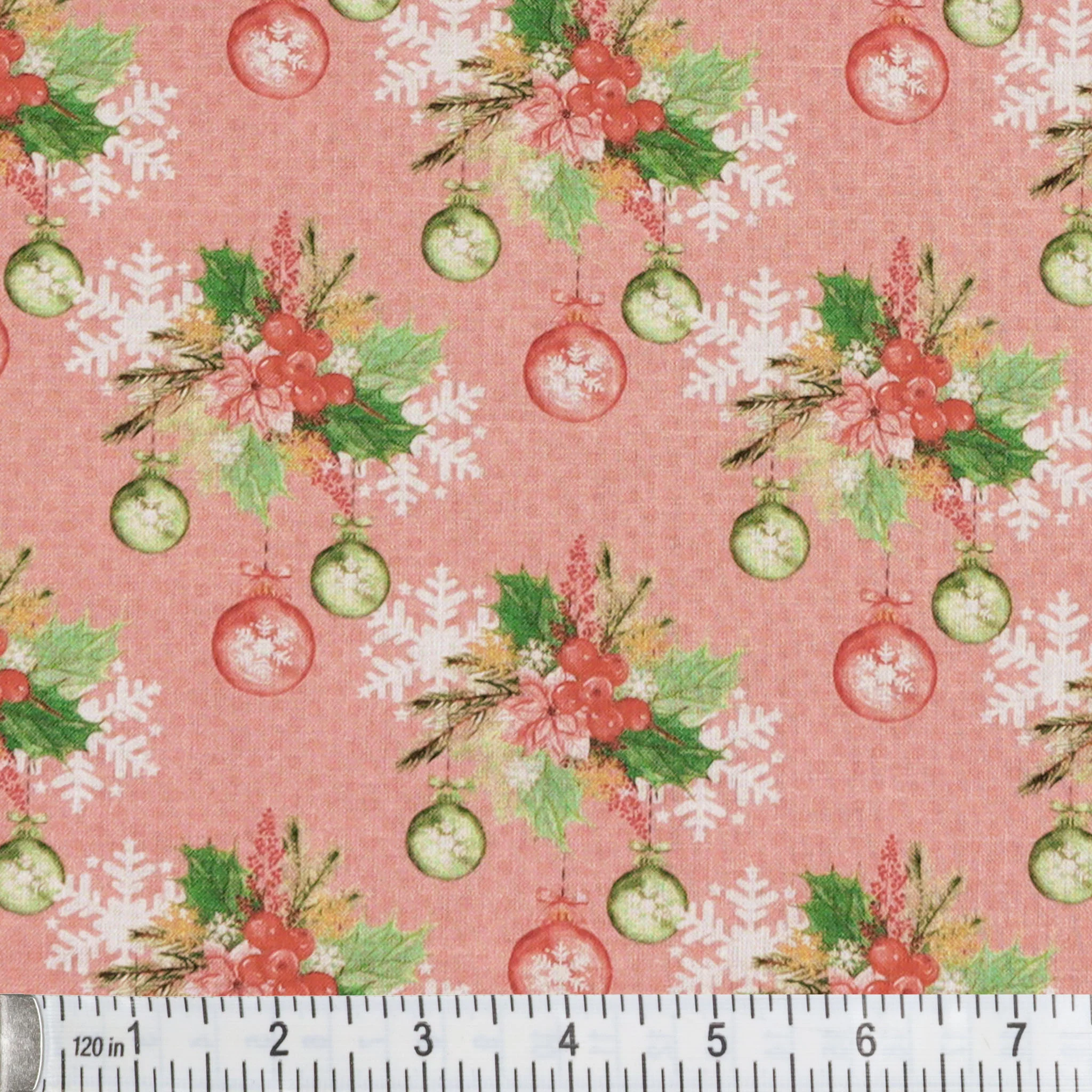 Mistletoe Christmas Ornaments Fabric - Pink - Image 2
