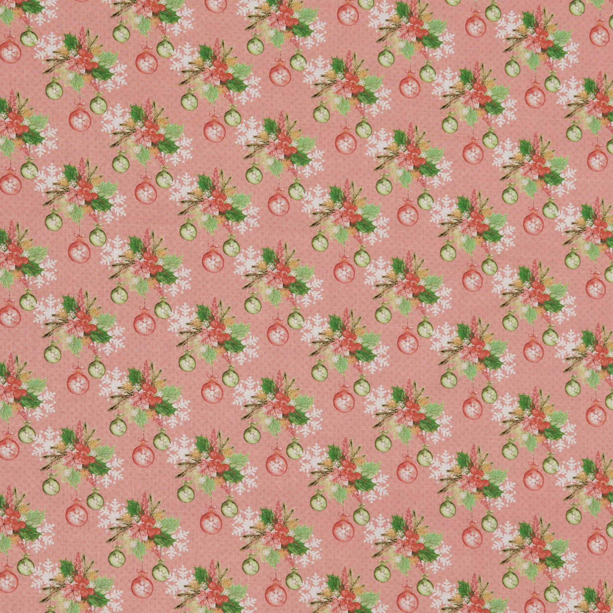 Mistletoe Christmas Ornaments Fabric - Pink - Image 3