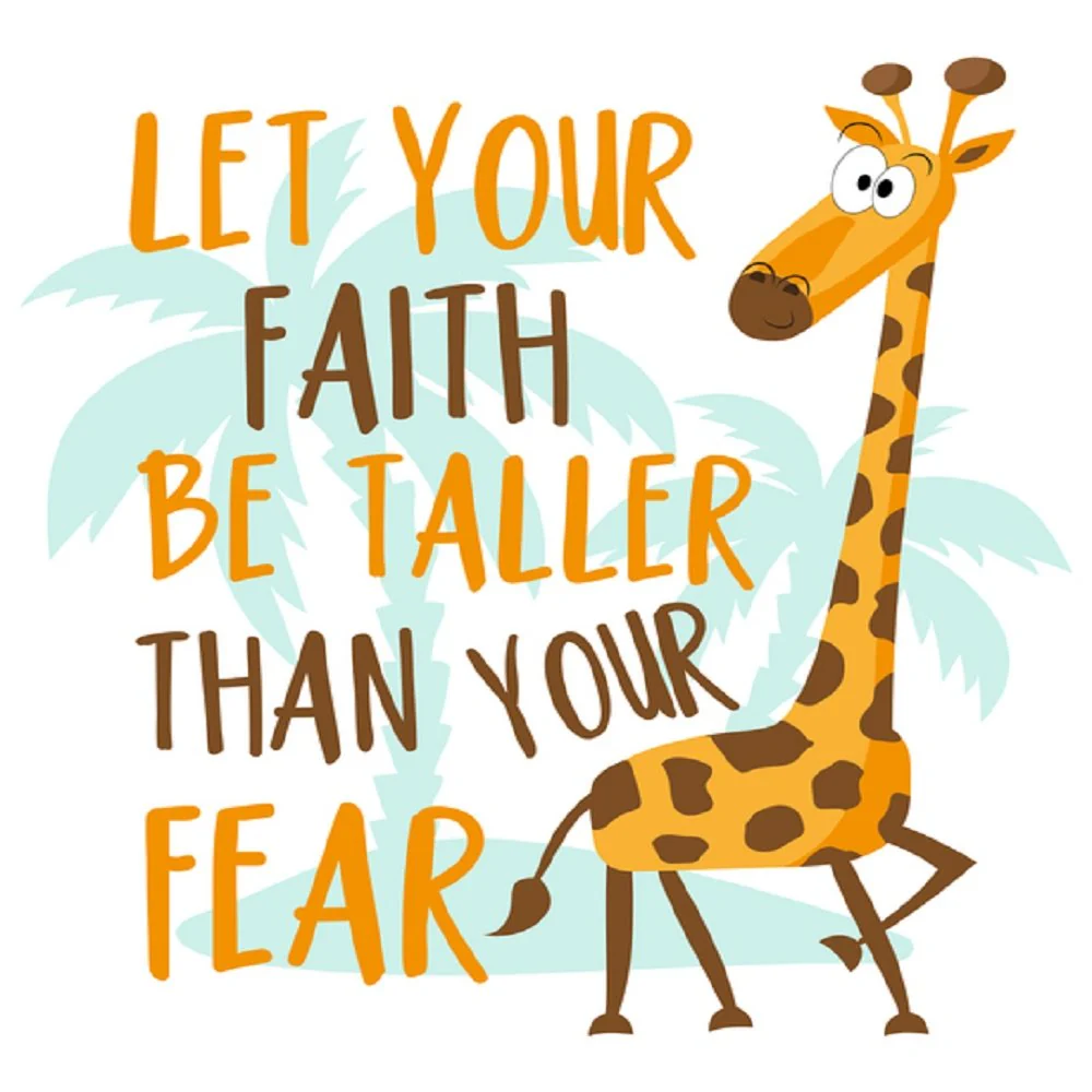 Motivational Giraffe Fabric Panel - White