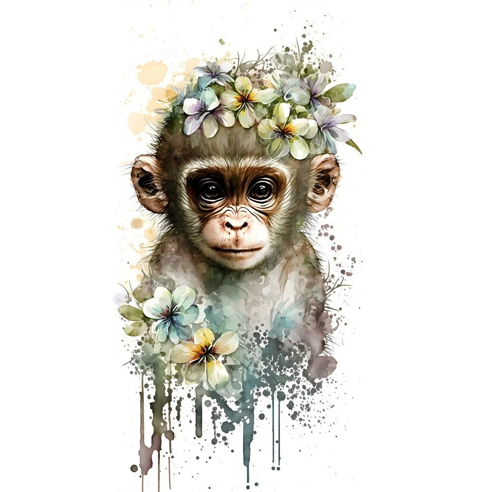 Nursery Baby Monkey Fabric Panel