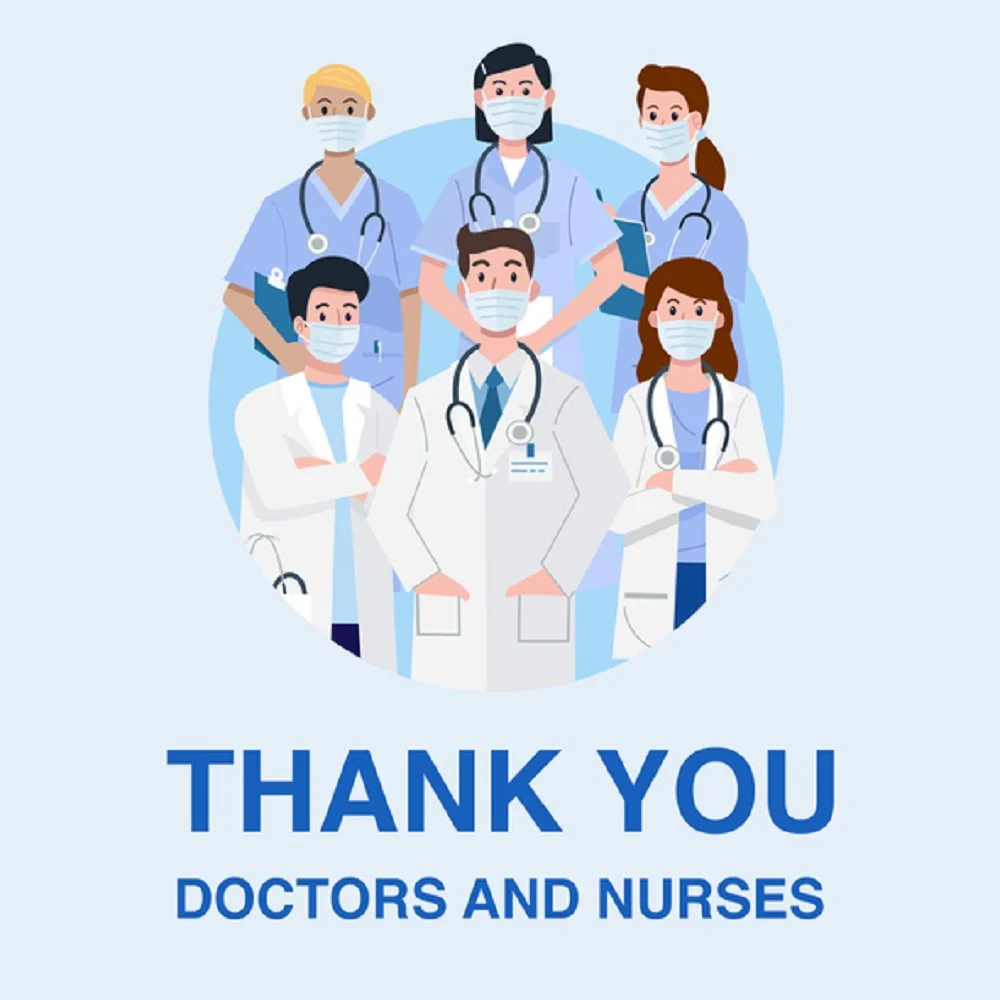 Occupation, Thank You Doctors And Nurses Fabric Panel - Blue