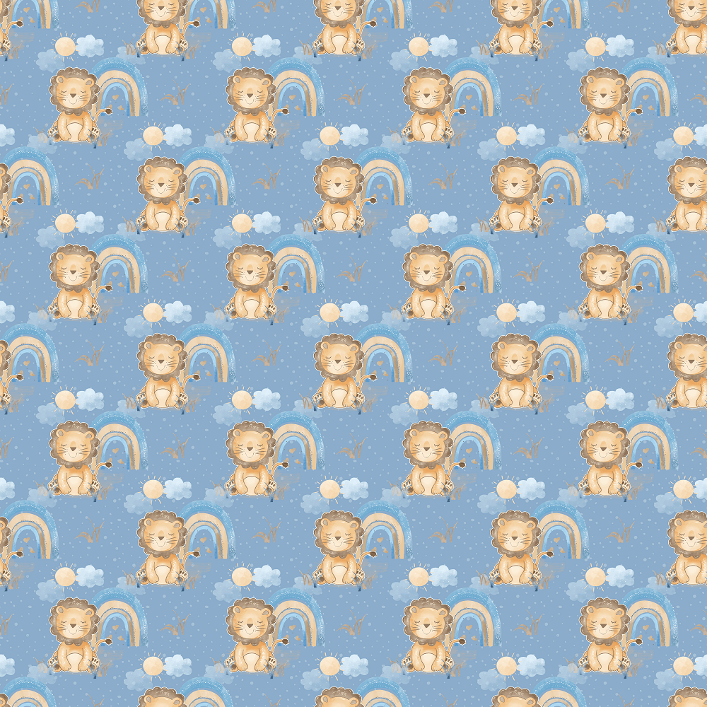 Over The Rainbow Lion Fabric - Blue