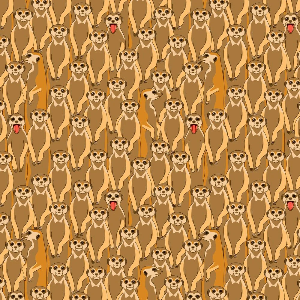 Packed Cartoon Meerkats Fabric