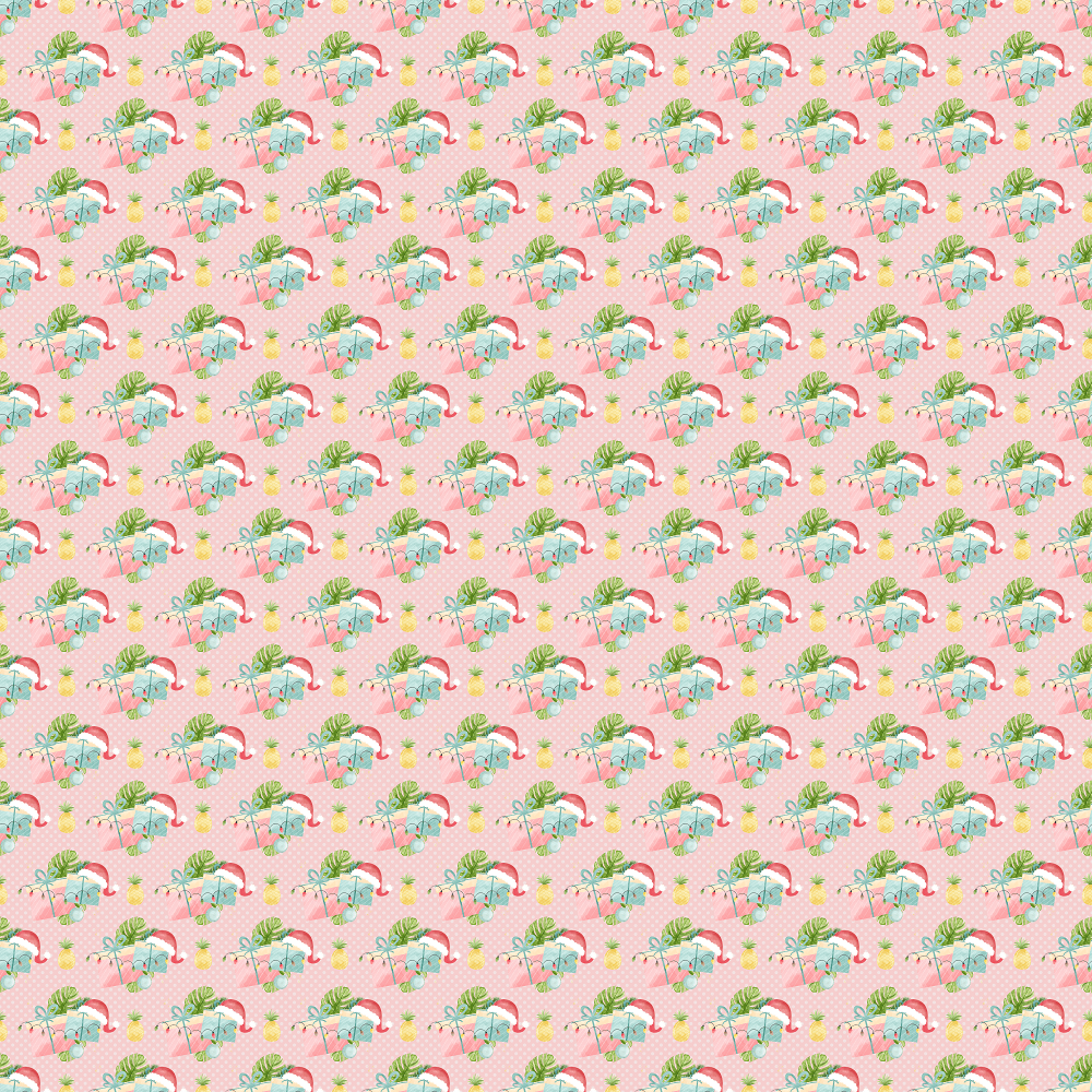 Packed Christmas Presents & Pineapples Fabric - Pink