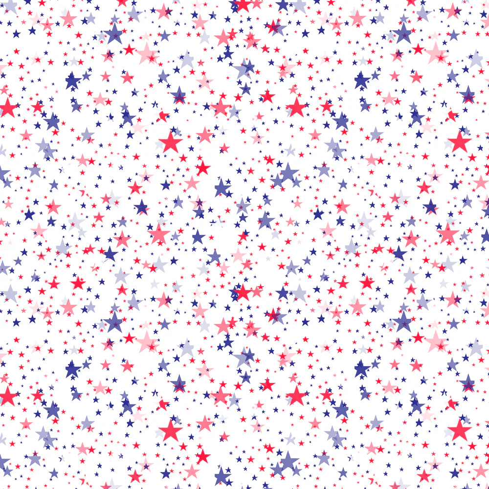Packed Red & Blue Stars Fabric - Multi