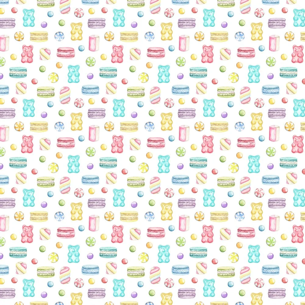 Packed Sweets & Marshmallow Treats Fabric - White