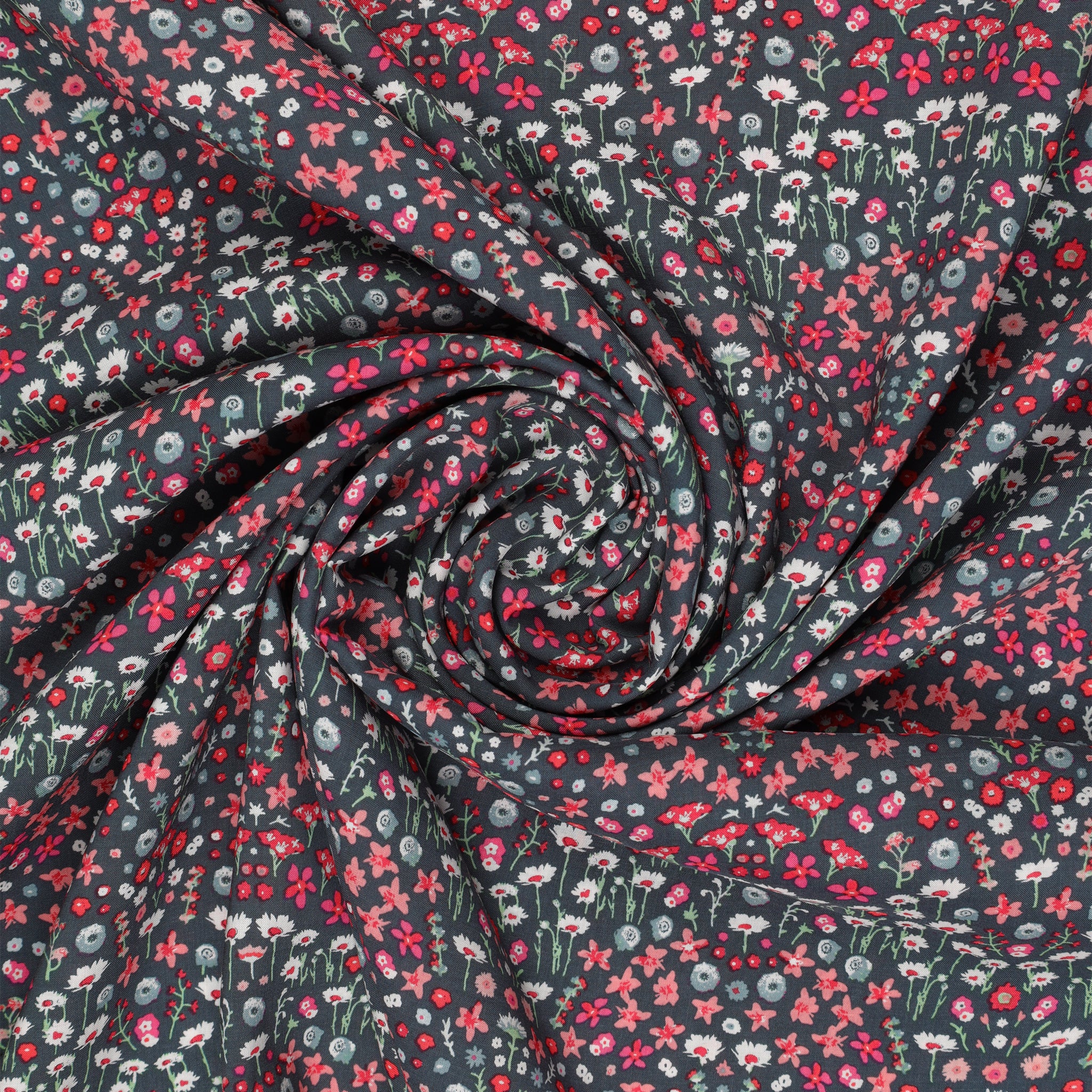Painted Field Cerise Fabric in Rayon - Image 3