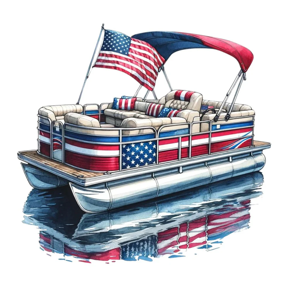 Patriotic Boat Fabric Panel