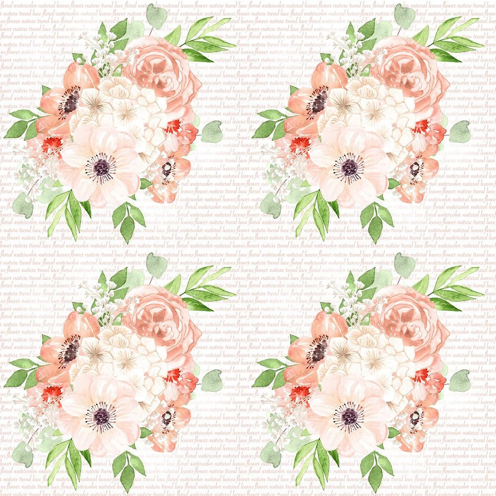 Peach Romance Large Bouquet Words Fabric