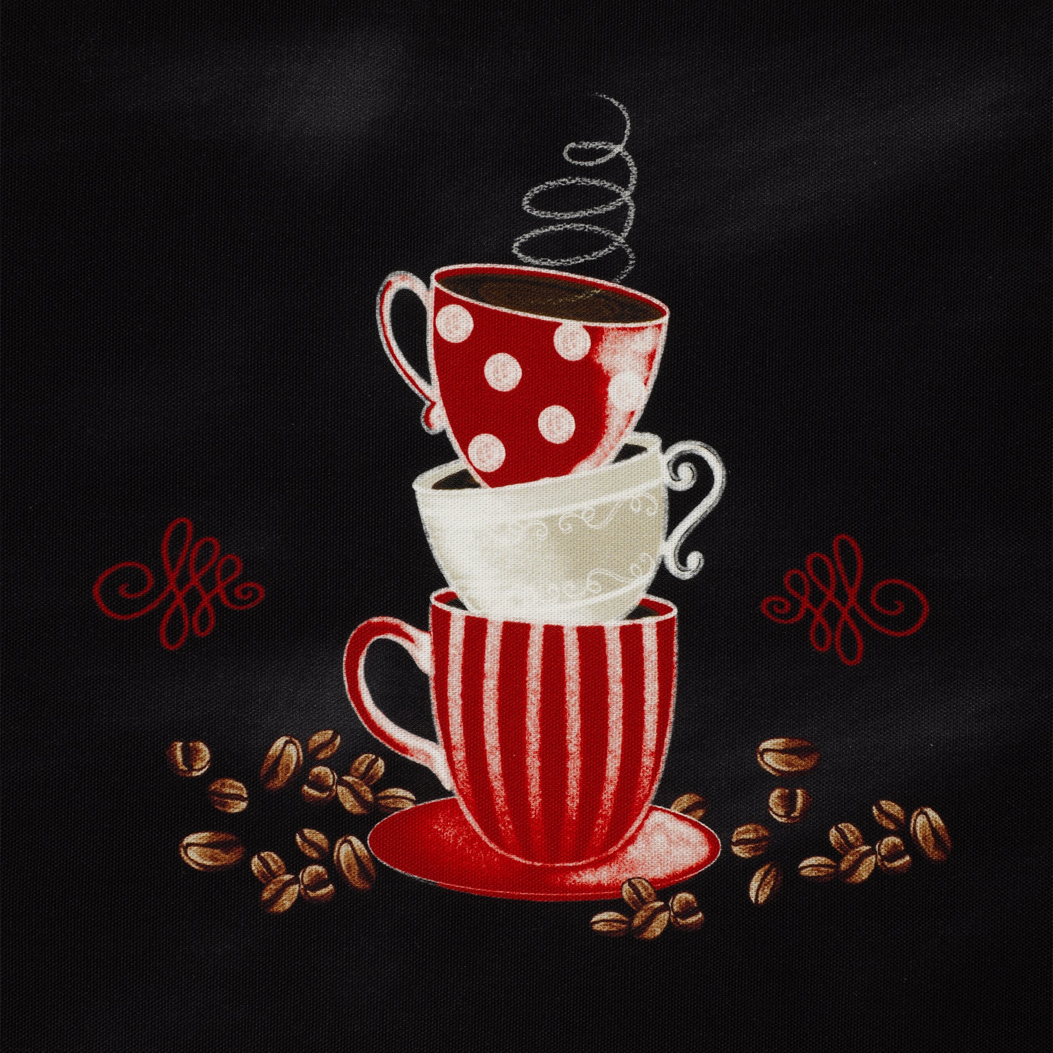 Perfect Brew Fabric Collection - Perfect Brew Apron Panel Black/Red - Image 2