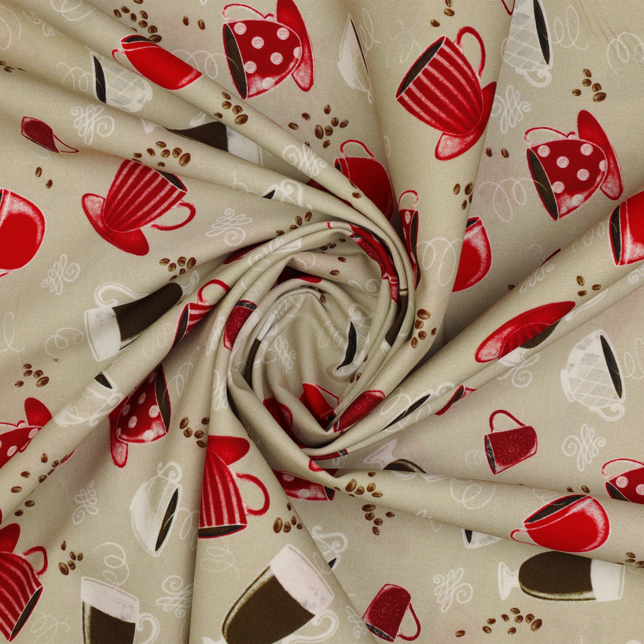 Perfect Brew Fabric Collection - Perfect Brew Cups Ecru - Image 2